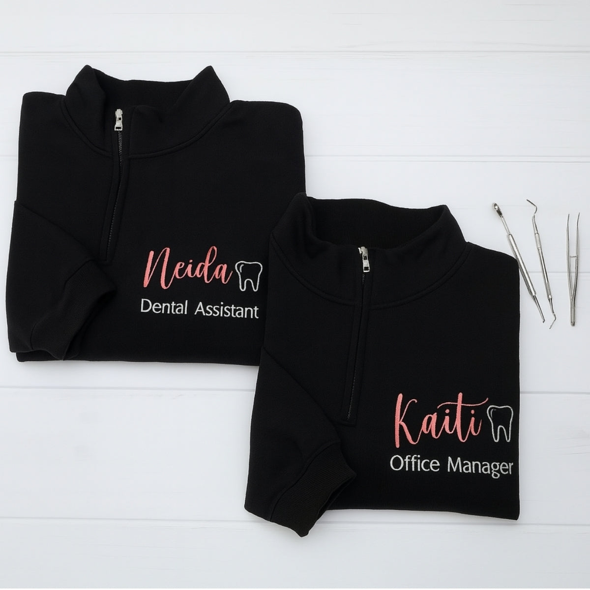 Dental Office Manager Custom Embroidered Quarter-Zip - Personalized Dental Staff Sweatshirt