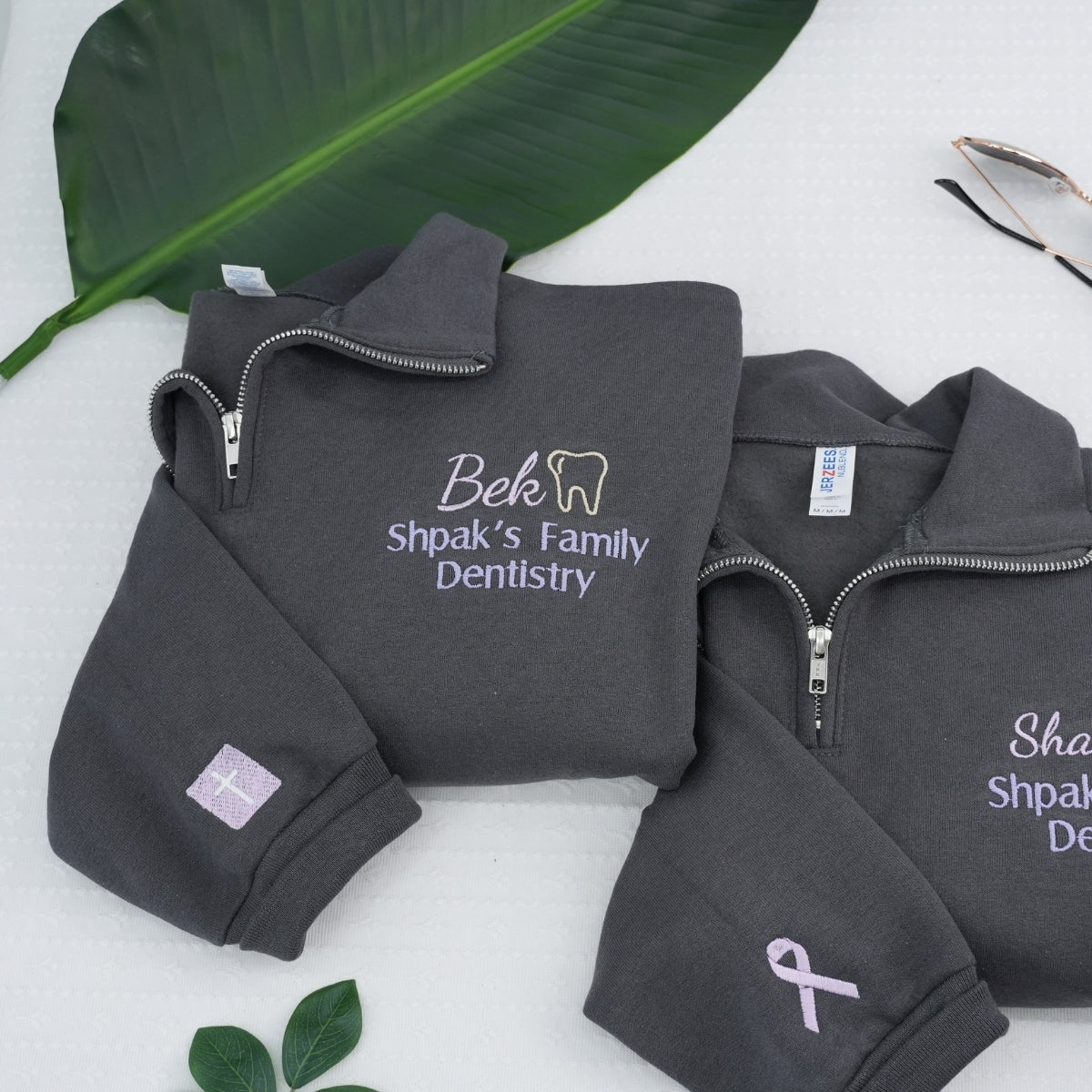 Dental Practice Custom Embroidered Quarter-Zip - Dentist Office Sweatshirt - Corporate Branding