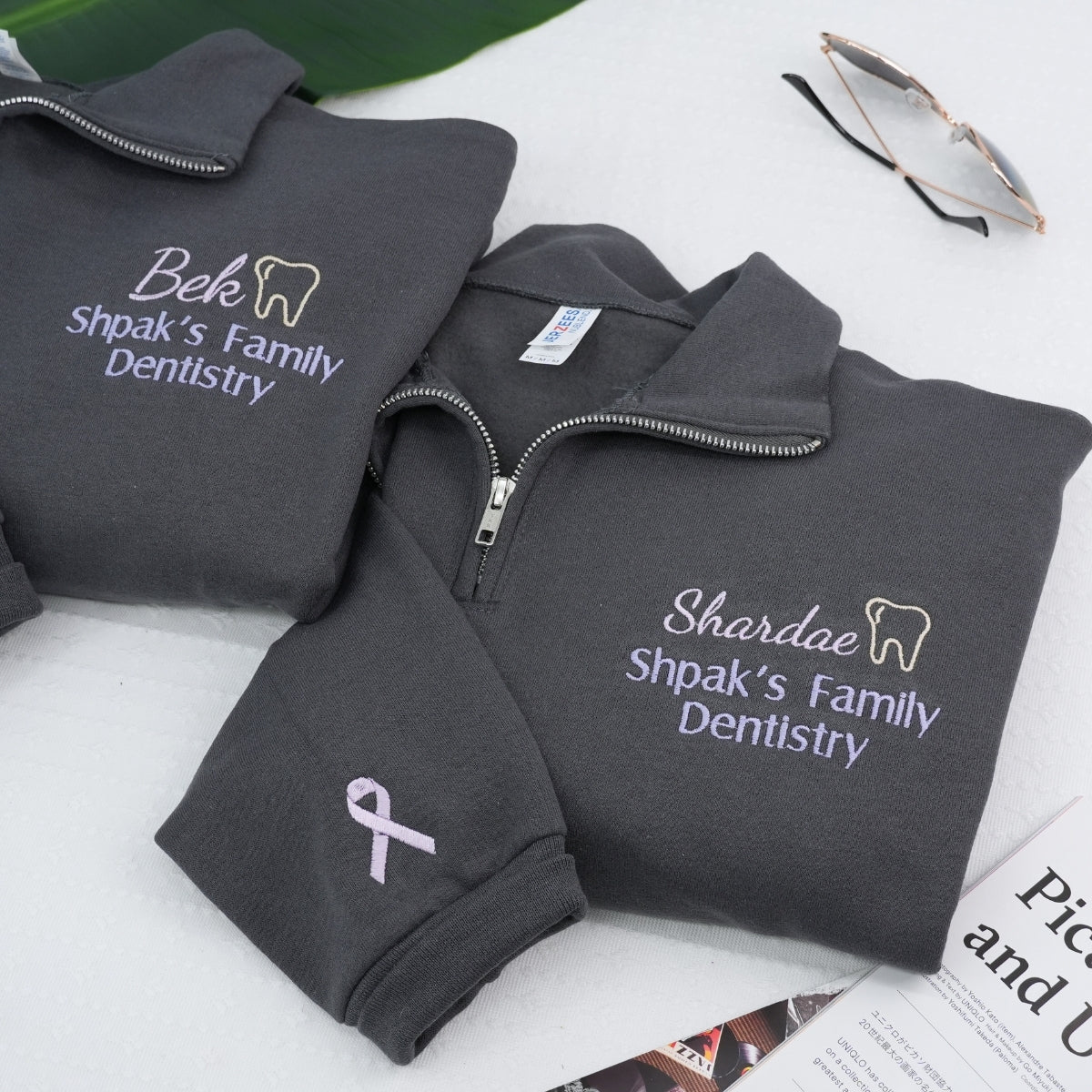 Dental Practice Custom Embroidered Quarter-Zip - Dentist Office Sweatshirt - Corporate Branding