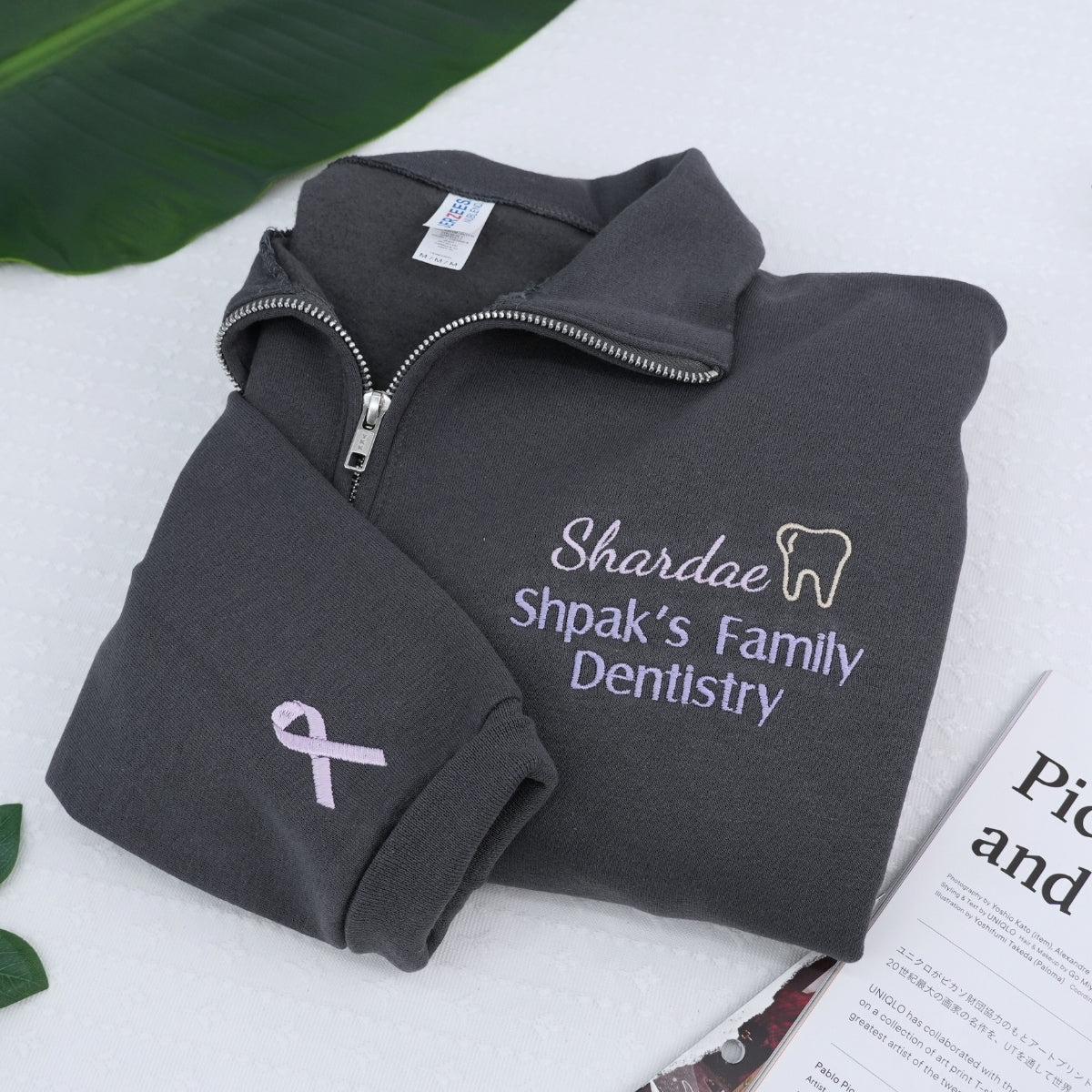 Dental Practice Custom Embroidered Quarter-Zip - Dentist Office Sweatshirt - Corporate Branding