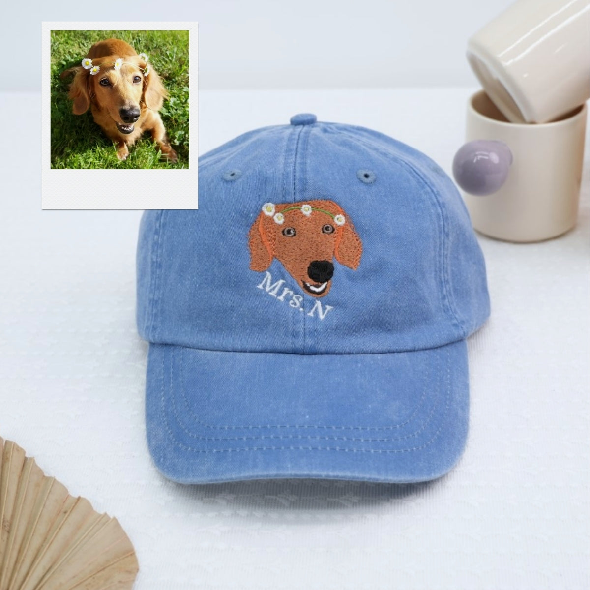 Dog Portrait Custom Embroidered Cap - Personalized Pet Accessory - Dog Owner Gift