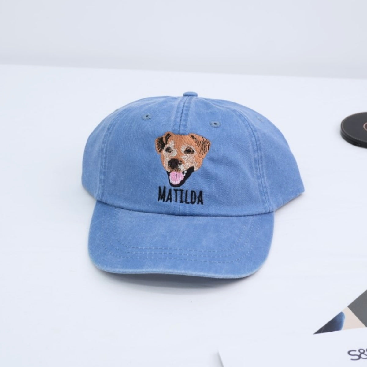 Dog Face Custom Embroidered Cap - Personalized Pet Portrait - Dog Name Accessory - Dog MomDad Gift