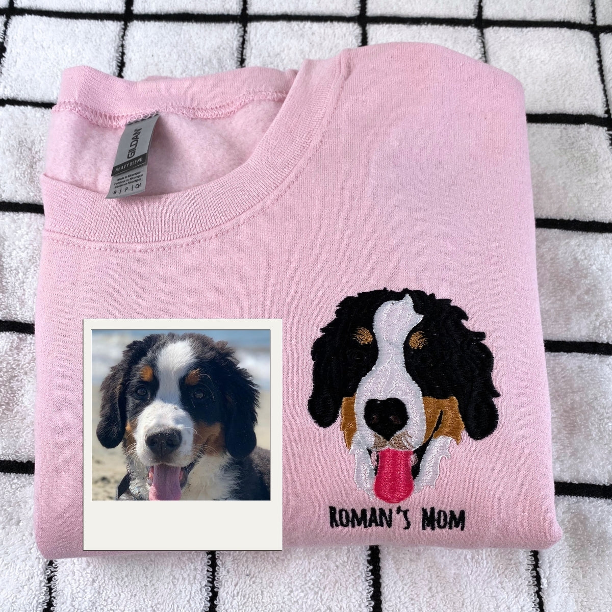 Dog Mom Custom Embroidered Hoodie - Personalized Pet Portrait Sweatshirt - Dog Lover Gift