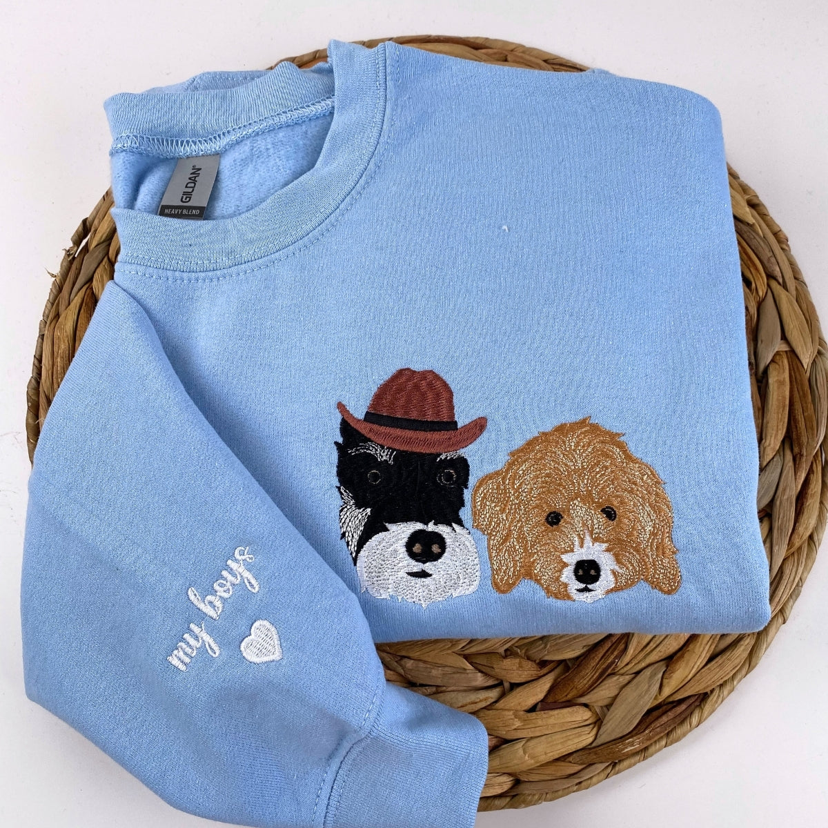 Dog Mom Custom Embroidered Hoodie - Personalized Pet Portrait Sweatshirt - Dog Lover Gift
