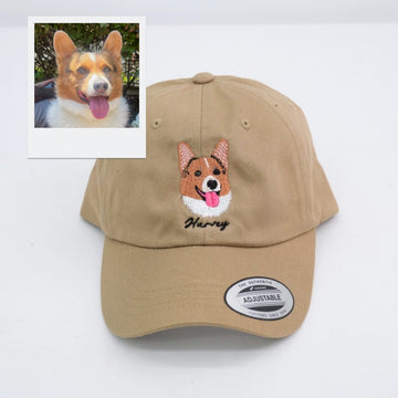 Dog Photo Custom Embroidered Cap - Personalized Pet Portrait - Dog Name Accessory - Dog Parent Gift
