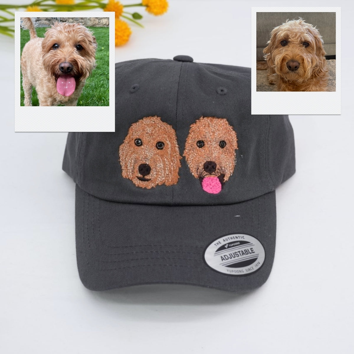 Dog Photo Custom Embroidered Cap - Personalized Pet Portrait - Dog Name Accessory - Dog Parent Gift