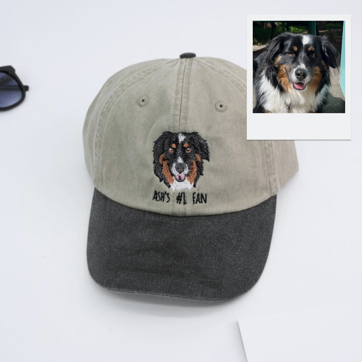 Dog Portrait Custom Embroidered Cap - Personalized Pet Accessory - Dog MomDad Gift