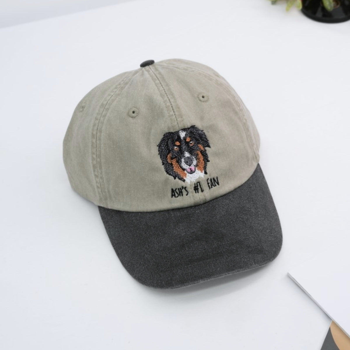 Dog Portrait Custom Embroidered Cap - Personalized Pet Accessory - Dog MomDad Gift