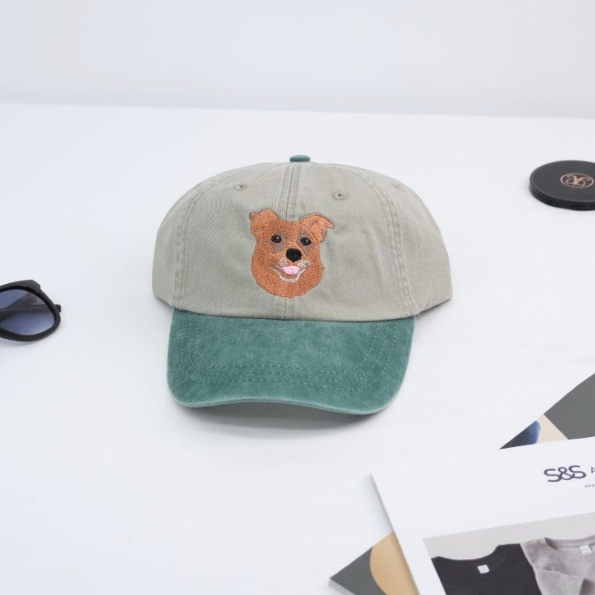 Dog Portrait Custom Embroidered Cap - Personalized Pet Accessory - Dog MomDad Gift