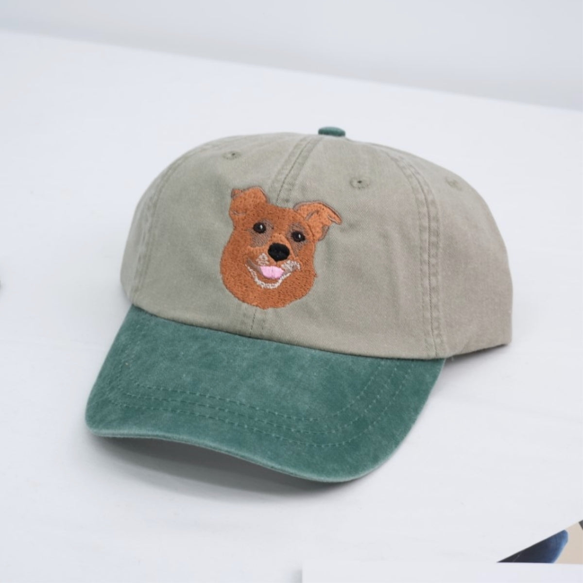Dog Portrait Custom Embroidered Cap - Personalized Pet Accessory - Dog MomDad Gift