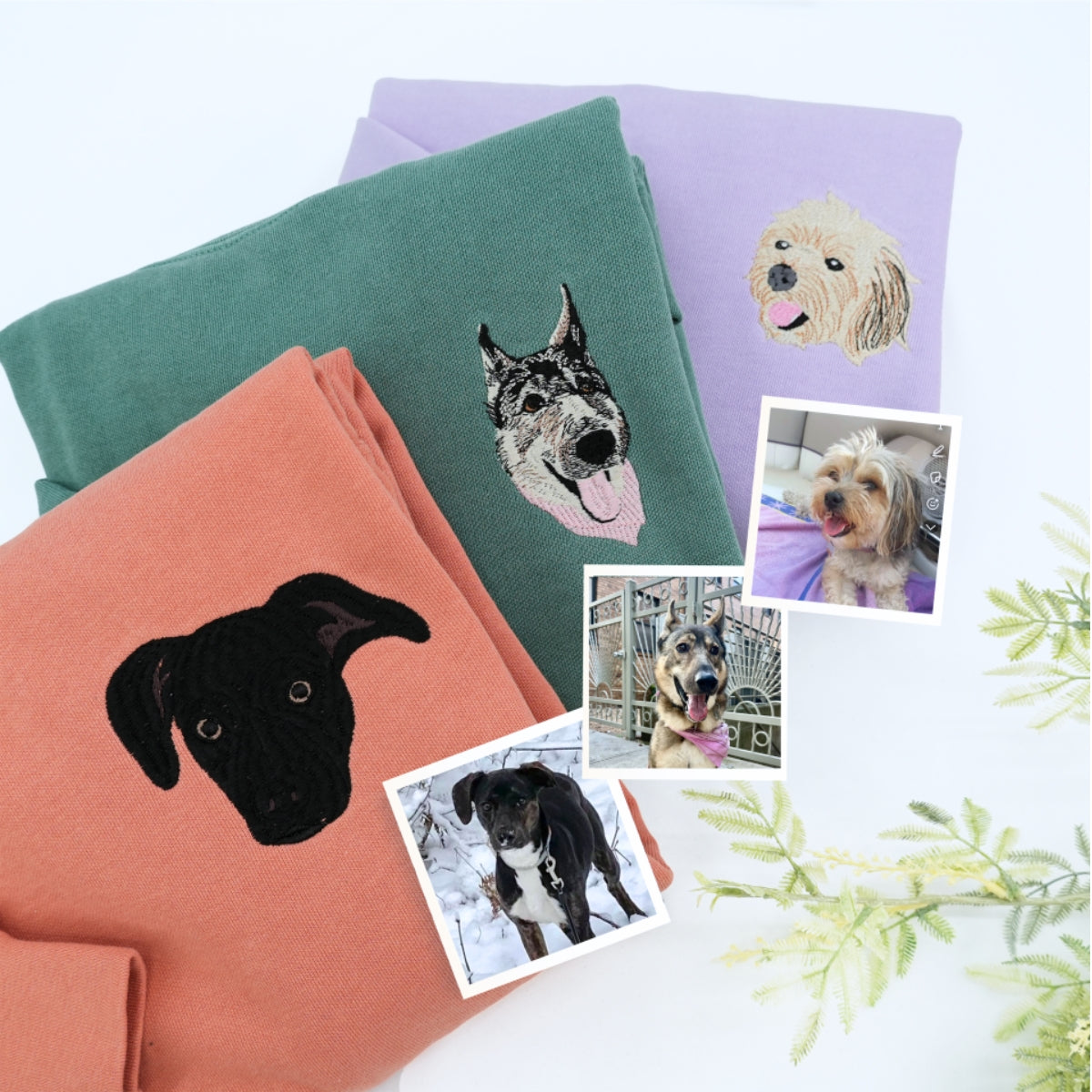 Dog Portrait Custom Embroidered Hoodie - Personalized Pet Face Sweatshirt - Dog Family Gift