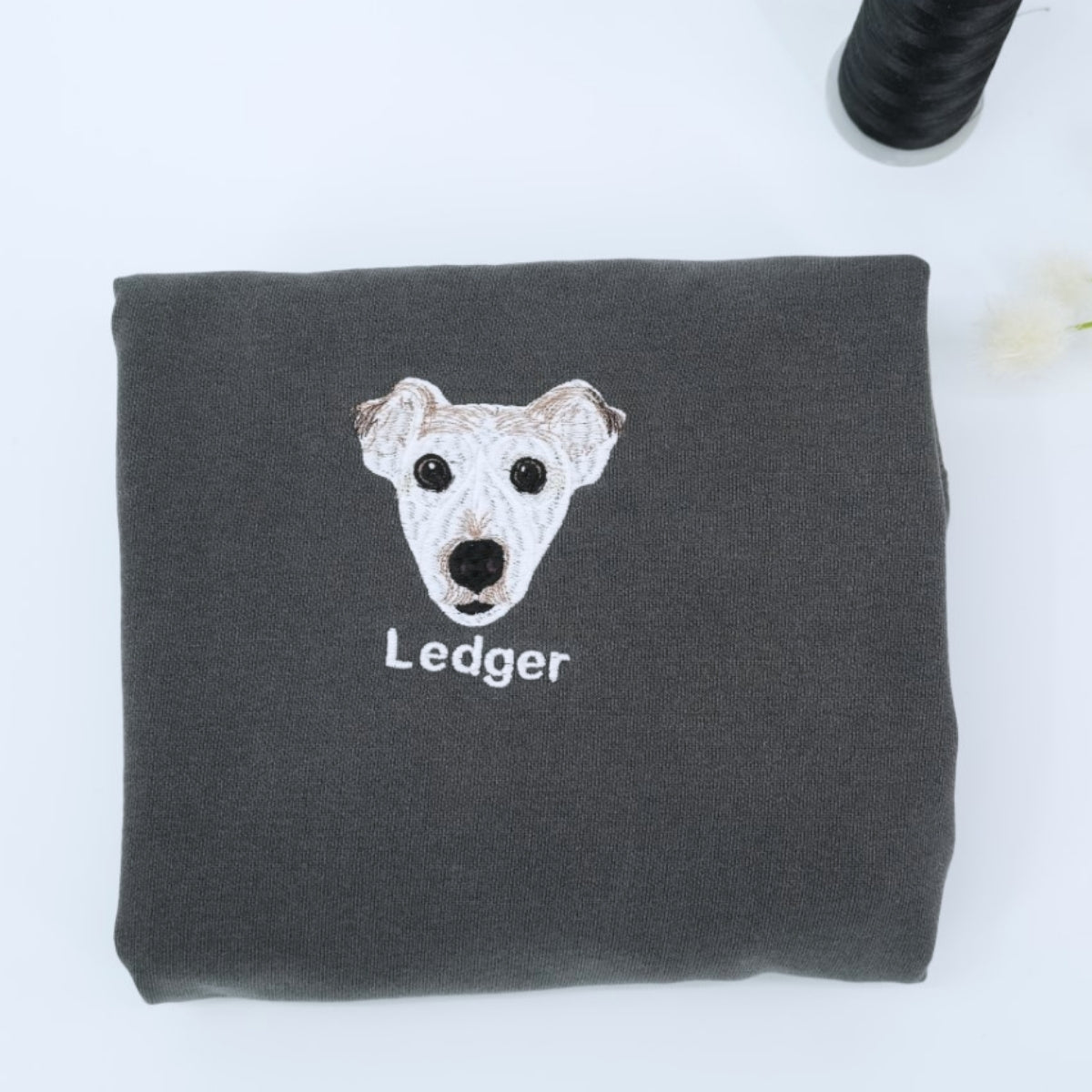 Dog Portrait Custom Embroidered Hoodie - Personalized Dog Face - Dog MomDad Gift - Names & Paw Print