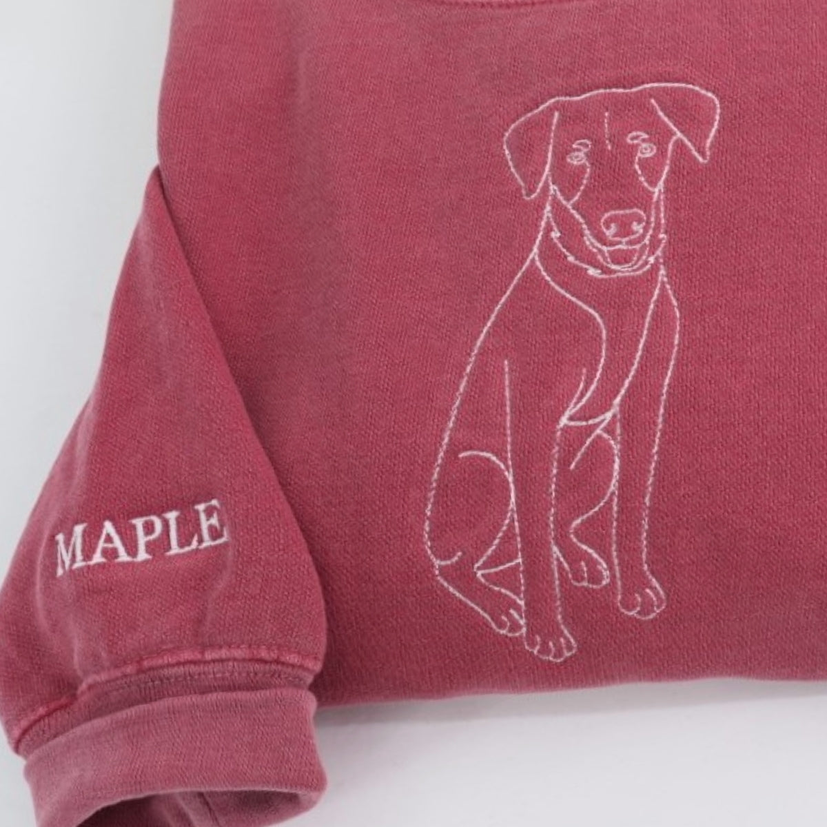 Custom Dog Portrait Embroidered Hoodie - Personalized Pet Outline Sweatshirt - Dog Lover Gift