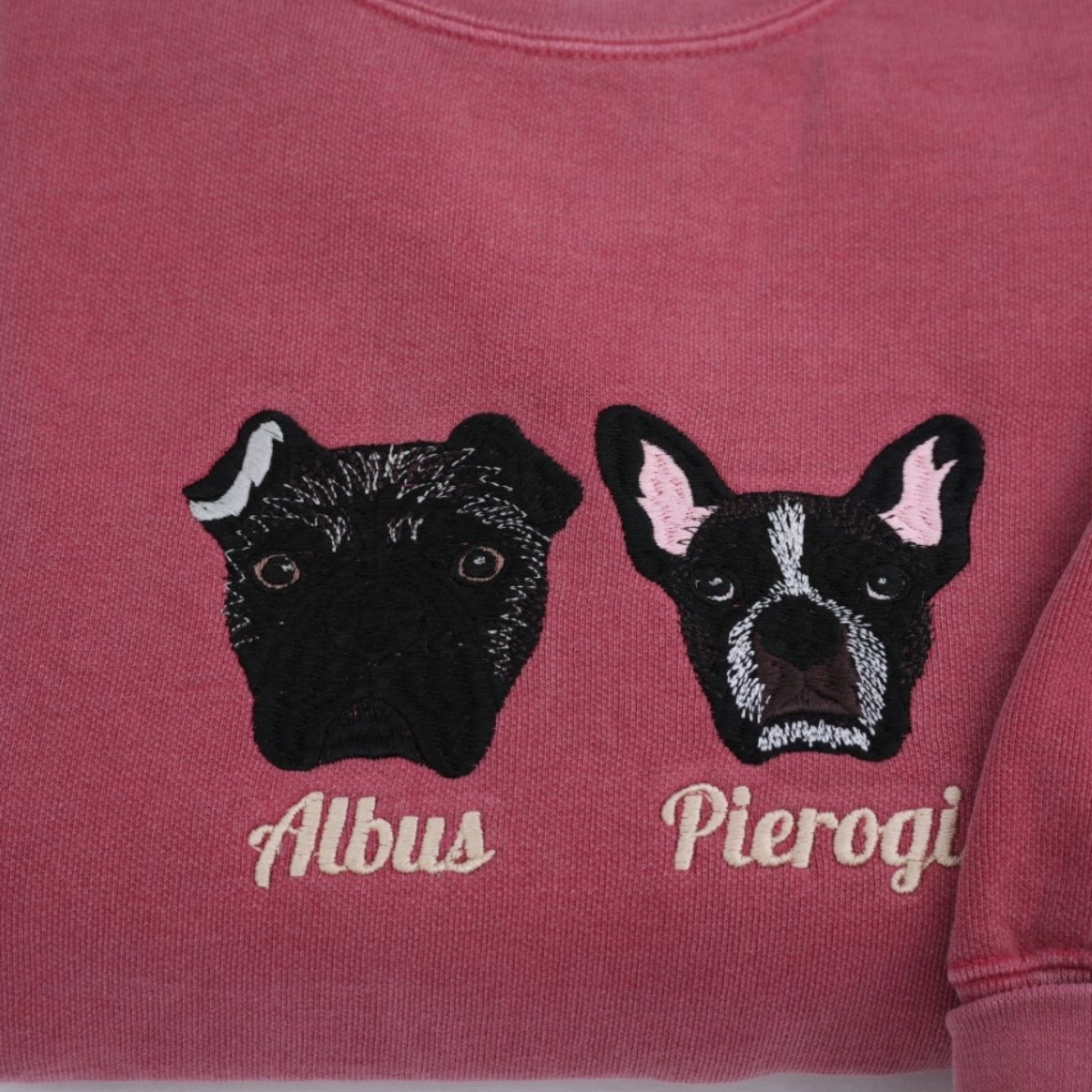 Custom Dog Portrait Embroidered Sweatshirt - Personalized Multi-Pet Names - Dog Mom Gift