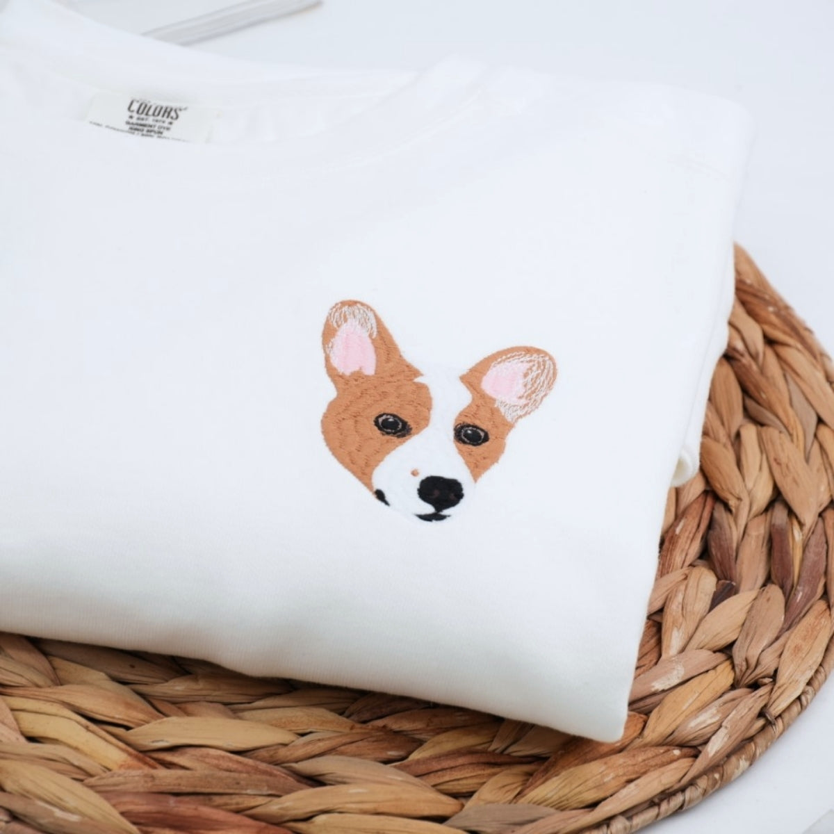 Custom Dog Portrait Embroidered Hoodie - Personalized Pet Face Sweatshirt - Dog Mom & Dad Gift