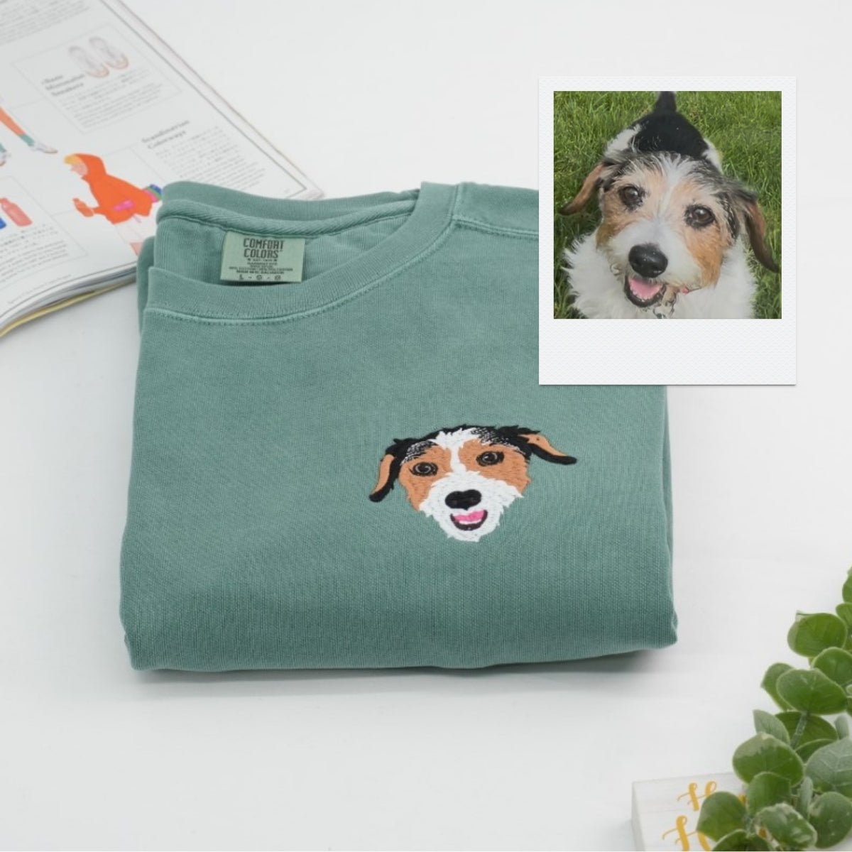 Custom Dog Portrait Embroidered Hoodie - Personalized Pet Face Sweatshirt - Dog Mom & Dad Gift