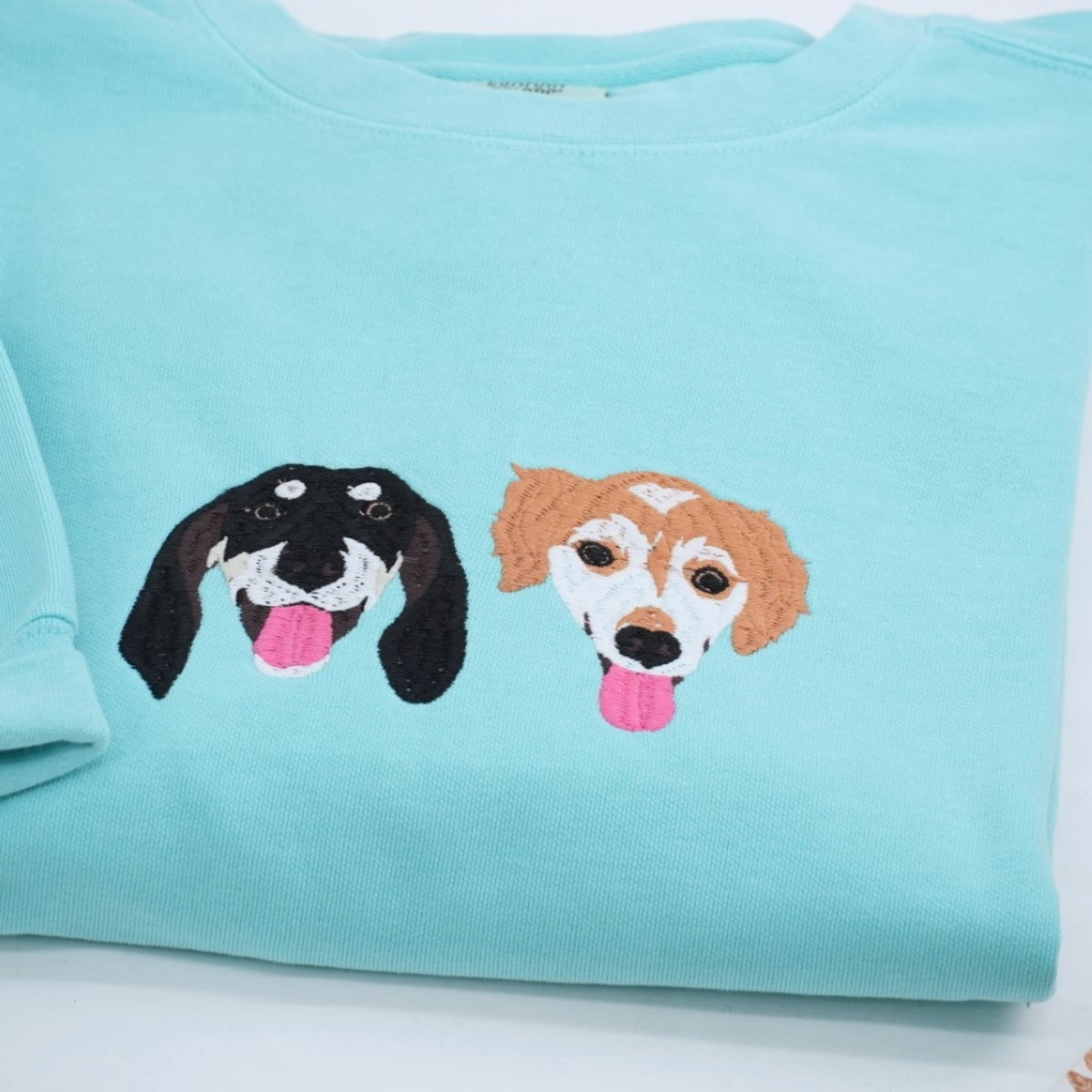 Custom Dog Portrait Embroidered Hoodie - Personalized Pet Face Sweatshirt - Dog Mom & Dad Gift