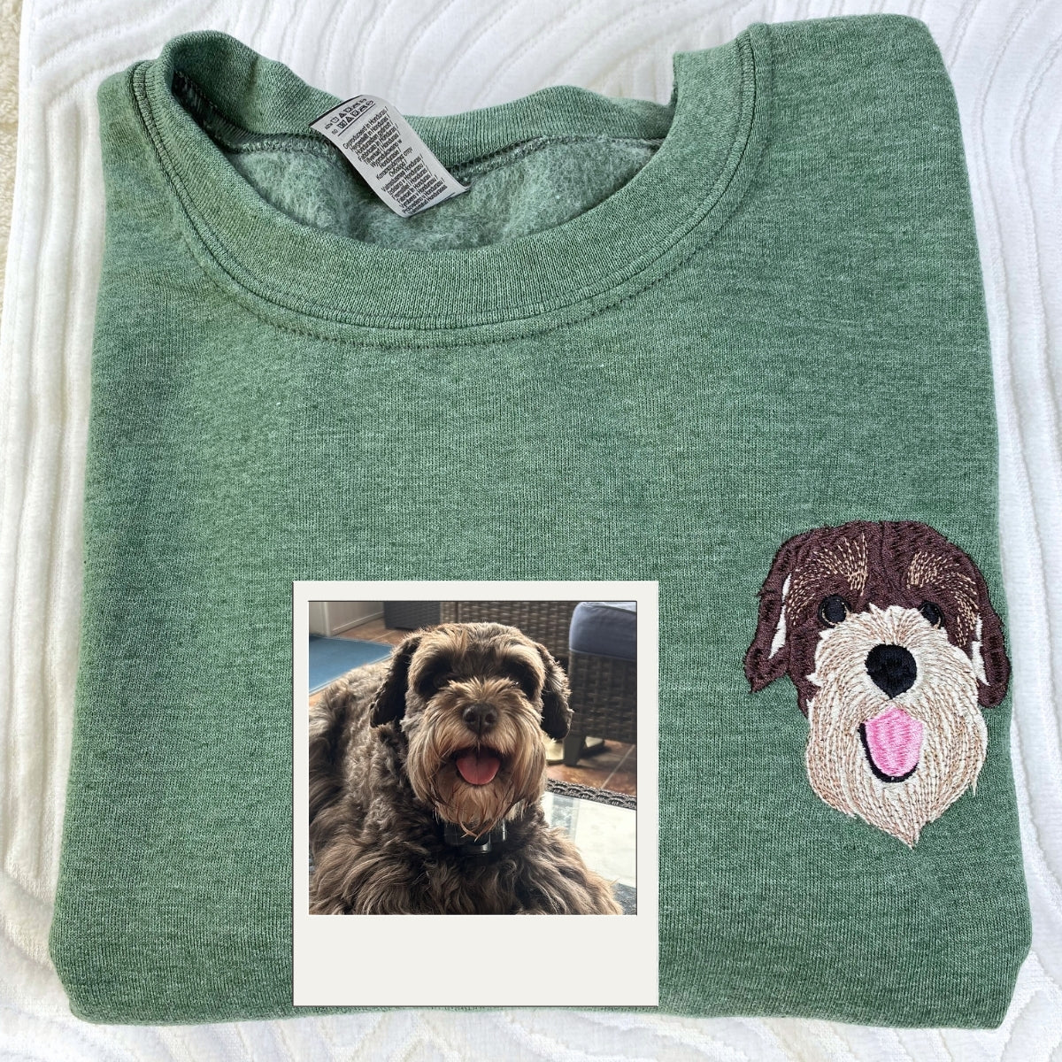 Custom Dog Portrait Embroidered Hoodie - Personalized Pet Embroidery Sweatshirt - Dog Lover Gift