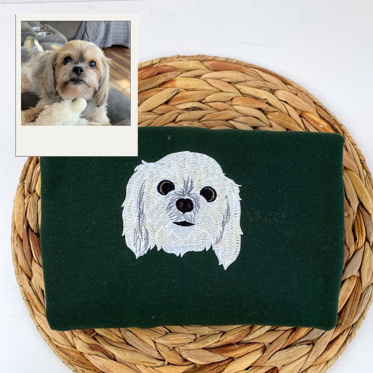 Custom Dog Portrait Embroidered Hoodie - Personalized Pet Embroidery Sweatshirt - Dog Lover Gift