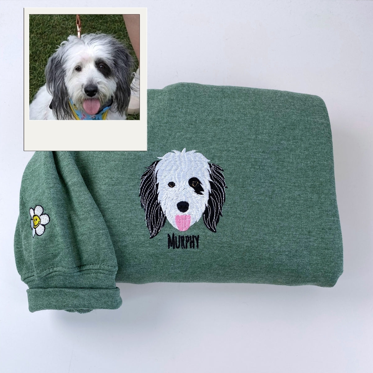 Custom Dog Portrait Embroidered Hoodie - Personalized Pet Embroidery Sweatshirt - Dog Lover Gift