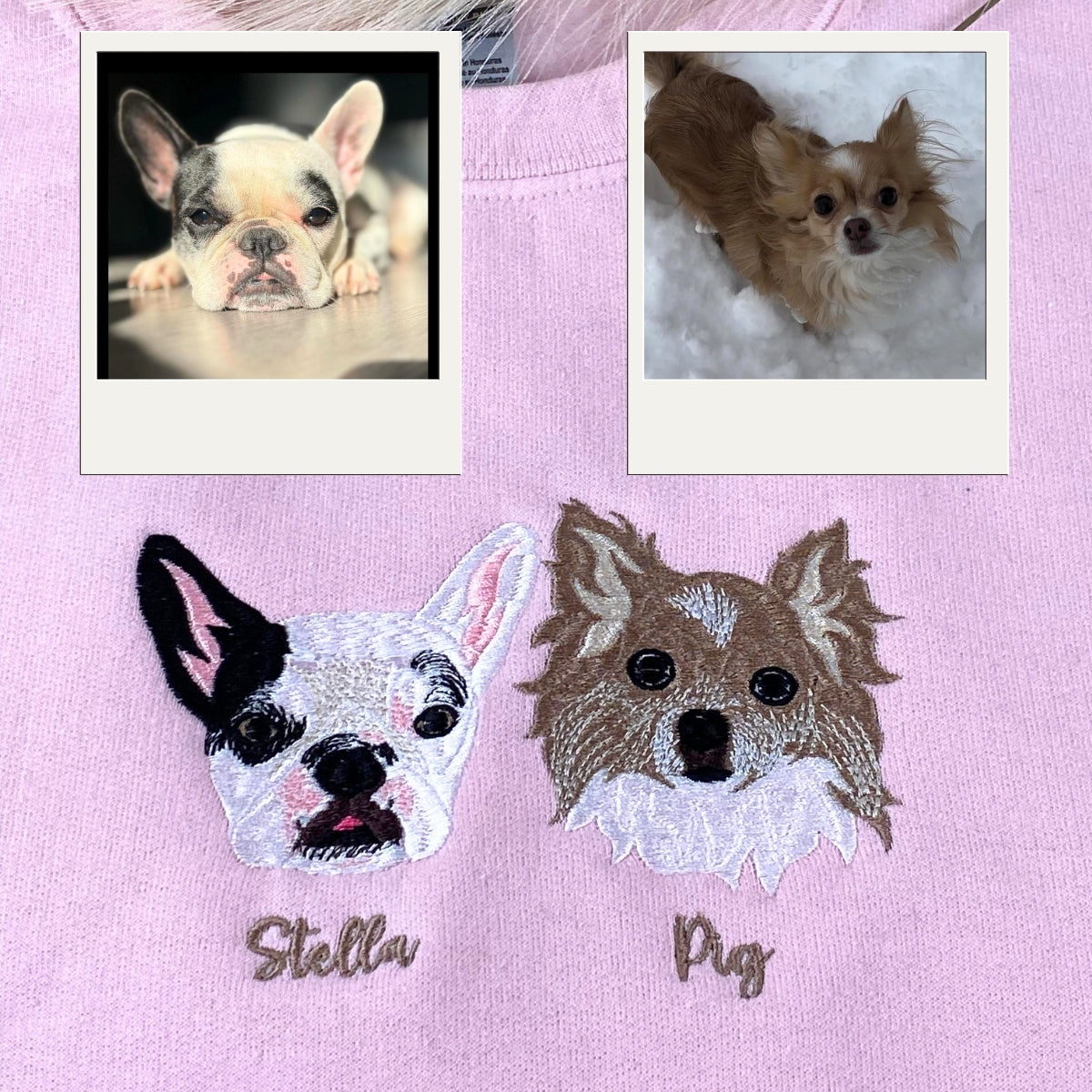 Custom Dog Portrait Embroidered Hoodie - Personalized Pet Embroidery Sweatshirt - Dog Lover Gift