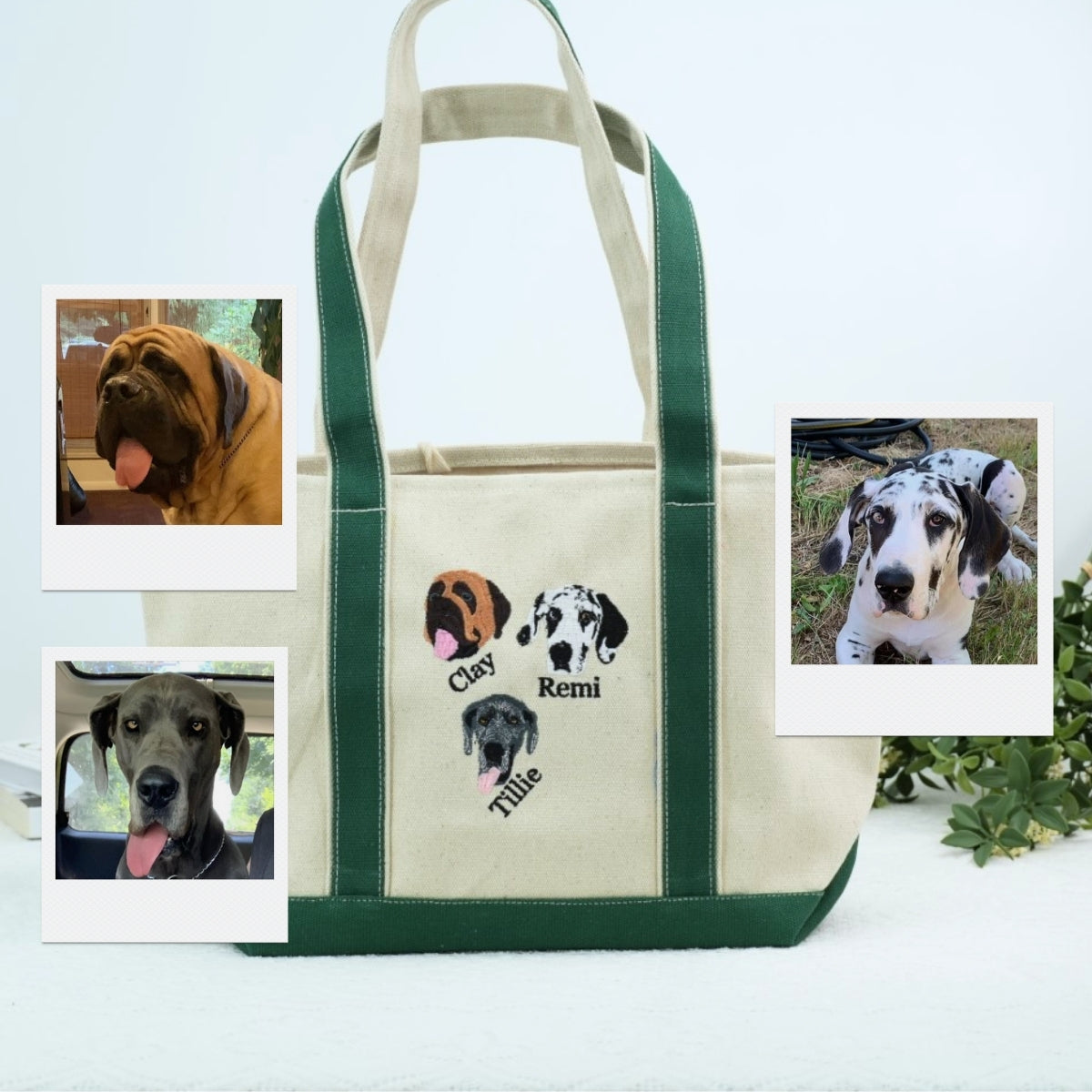 Custom Dog Doodle Portrait Embroidered Tote Bag - Personalized Pet Face Canvas Bag - Pet Memorial Gi
