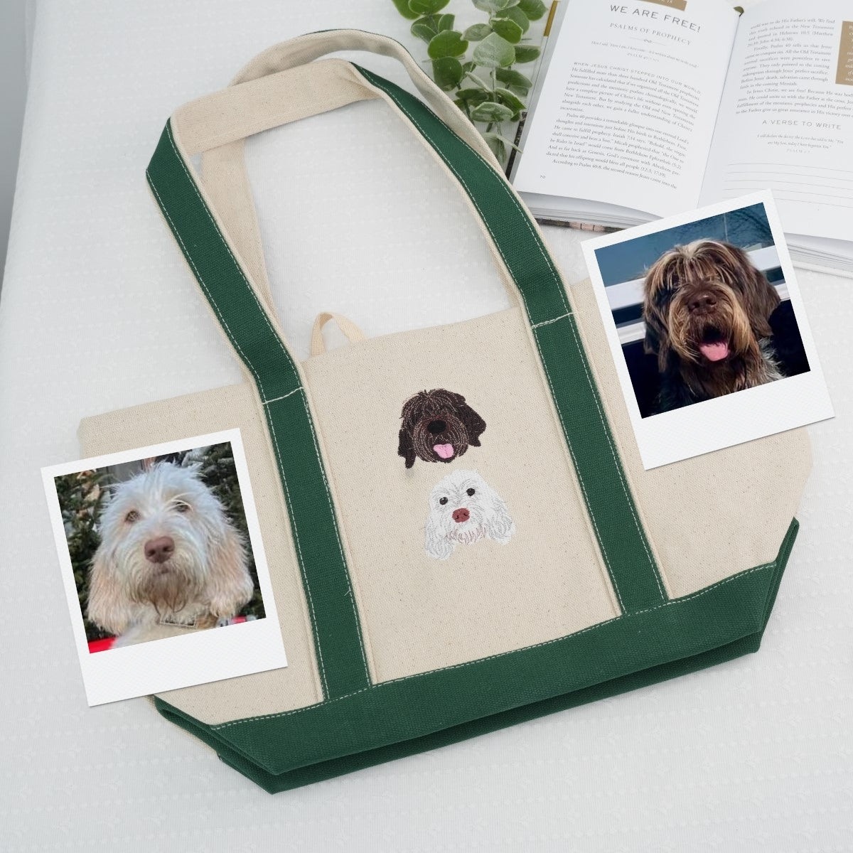 Custom Dog Doodle Portrait Embroidered Tote Bag - Personalized Pet Face Canvas Bag - Pet Memorial Gi