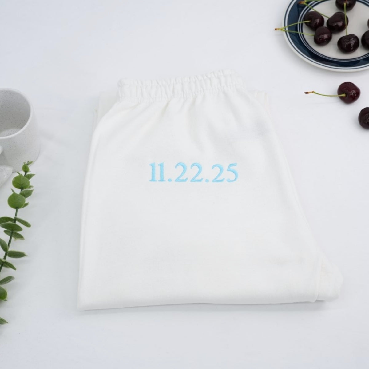 EST Date Custom Embroidered Sweatpants - Personalized Anniversary Couple Gift