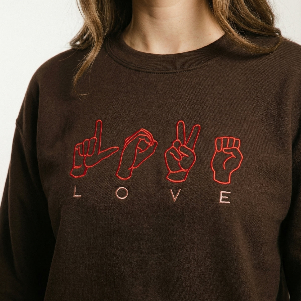 Custom Embroidered ASL Love Hoodie - Sign Language Sweatshirt - Valentine's Day Gift