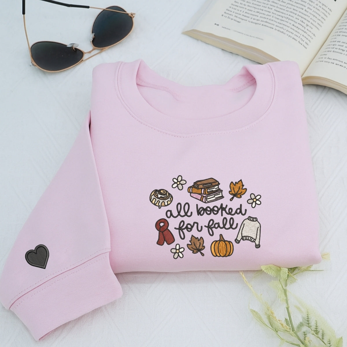 Custom Embroidered 'All Booked for Fall' Hoodie - Cozy Autumn Reading Sweatshirt - Bookish Gift