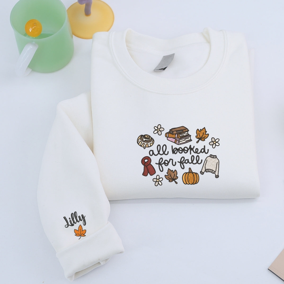 Custom Embroidered 'All Booked for Fall' Hoodie - Cozy Autumn Reading Sweatshirt - Bookish Gift