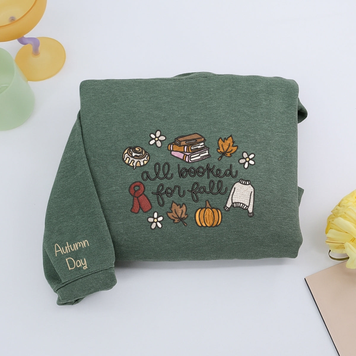 Custom Embroidered 'All Booked for Fall' Hoodie - Cozy Autumn Reading Sweatshirt - Bookish Gift