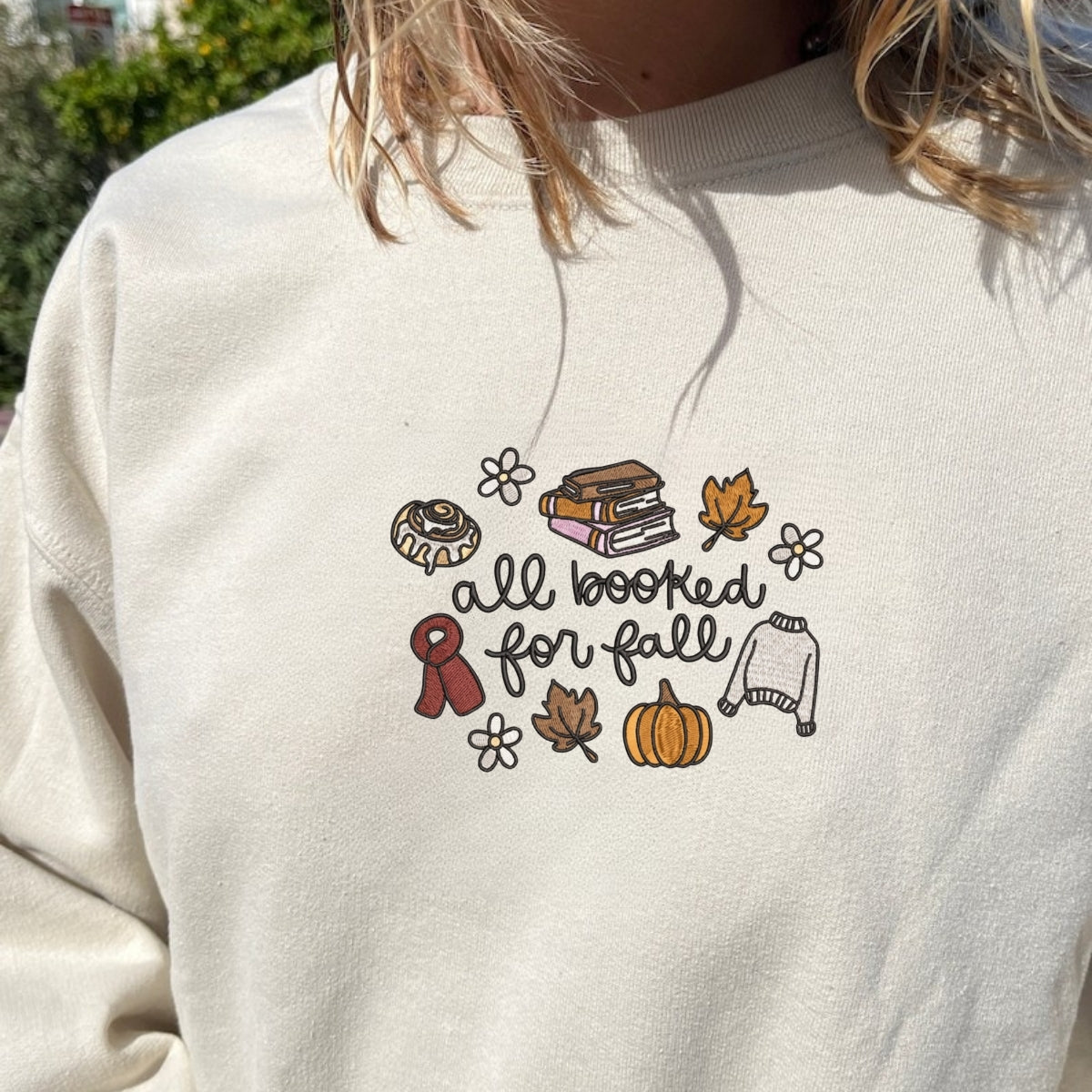 Custom Embroidered 'All Booked for Fall' Hoodie - Cozy Autumn Reading Sweatshirt - Bookish Gift
