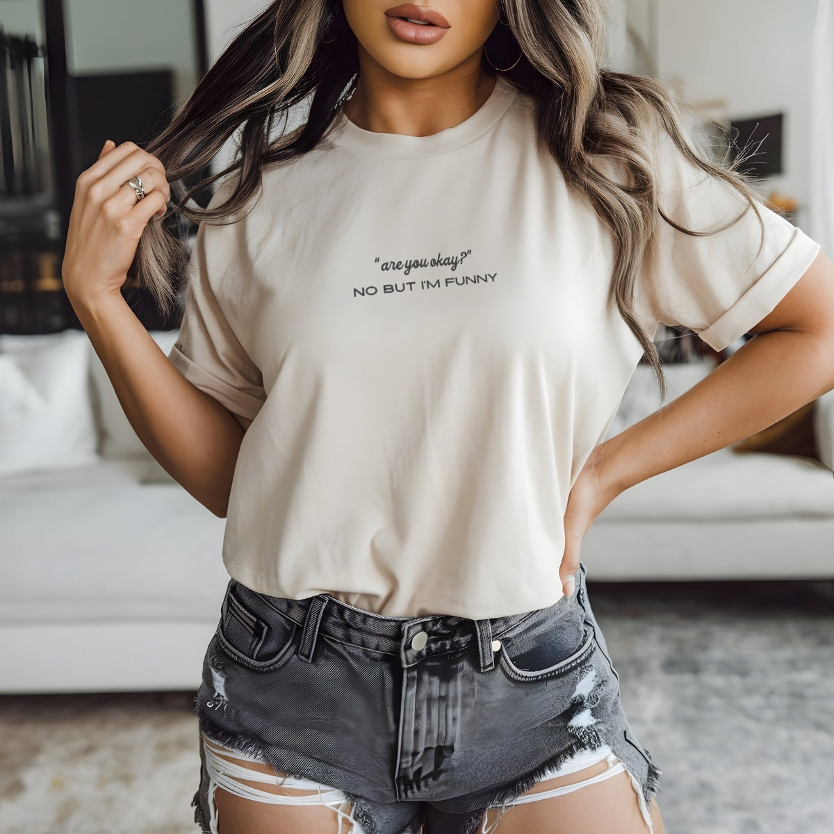 Custom Embroidered 'Are You Okay' T-Shirt - Funny Mental Health Quote - Sarcastic Gift for Women