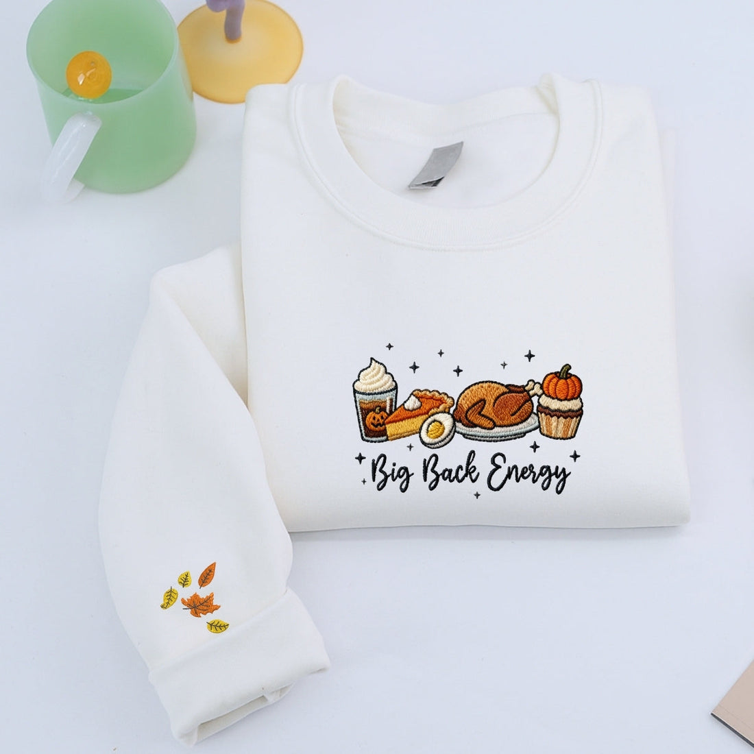 Big Back Energy Custom Embroidered Hoodie - Funny Thanksgiving Sweatshirt Gift