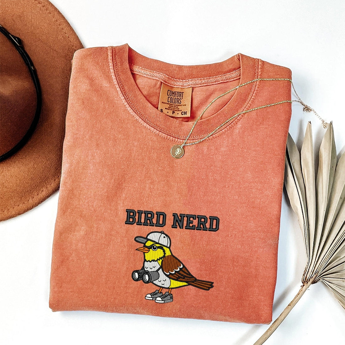 Bird Nerd Custom Embroidered T-Shirt - Funny Bird Watcher Gift for Bird Lovers