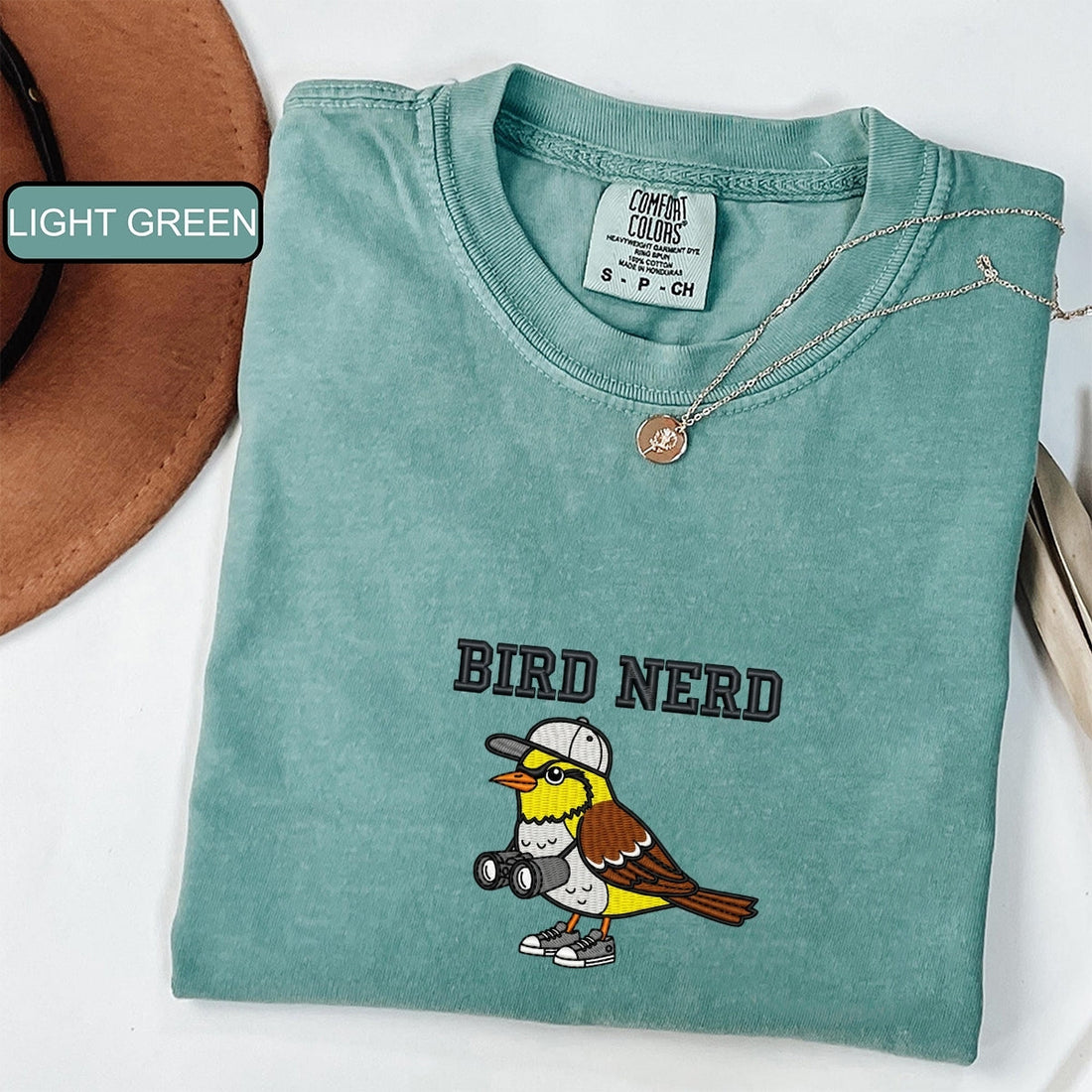 Bird Nerd Custom Embroidered T-Shirt - Funny Bird Watcher Gift for Bird Lovers
