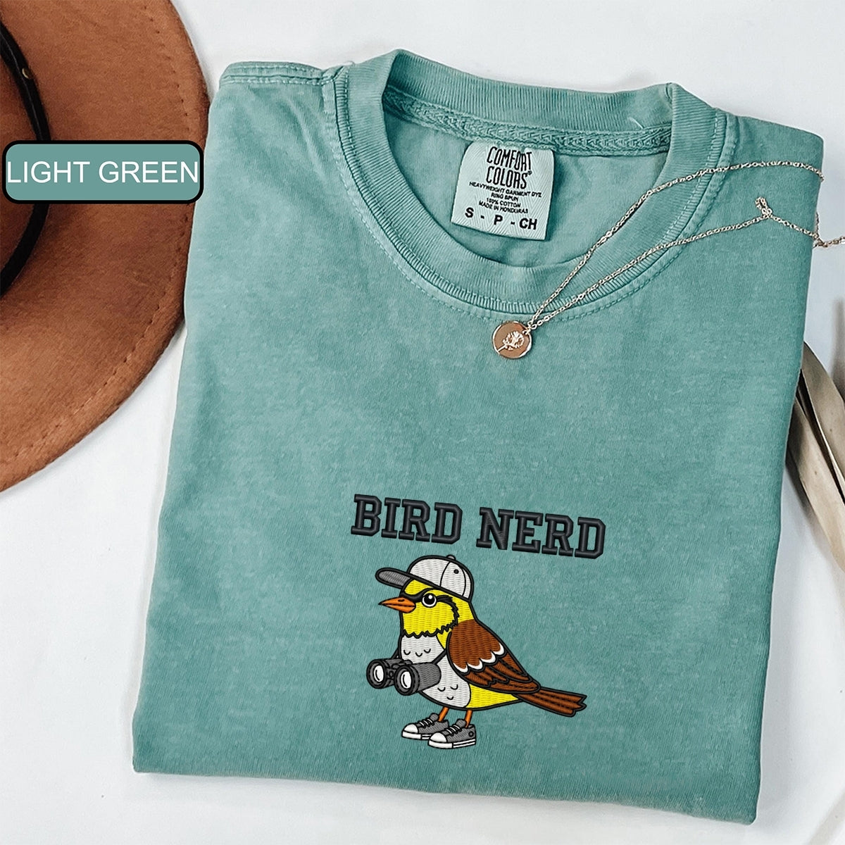 Bird Nerd Custom Embroidered T-Shirt - Funny Bird Watcher Gift for Bird Lovers