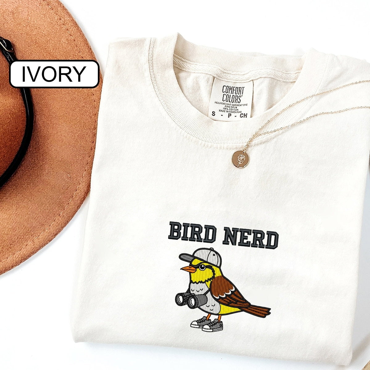Bird Nerd Custom Embroidered T-Shirt - Funny Bird Watcher Gift for Bird Lovers