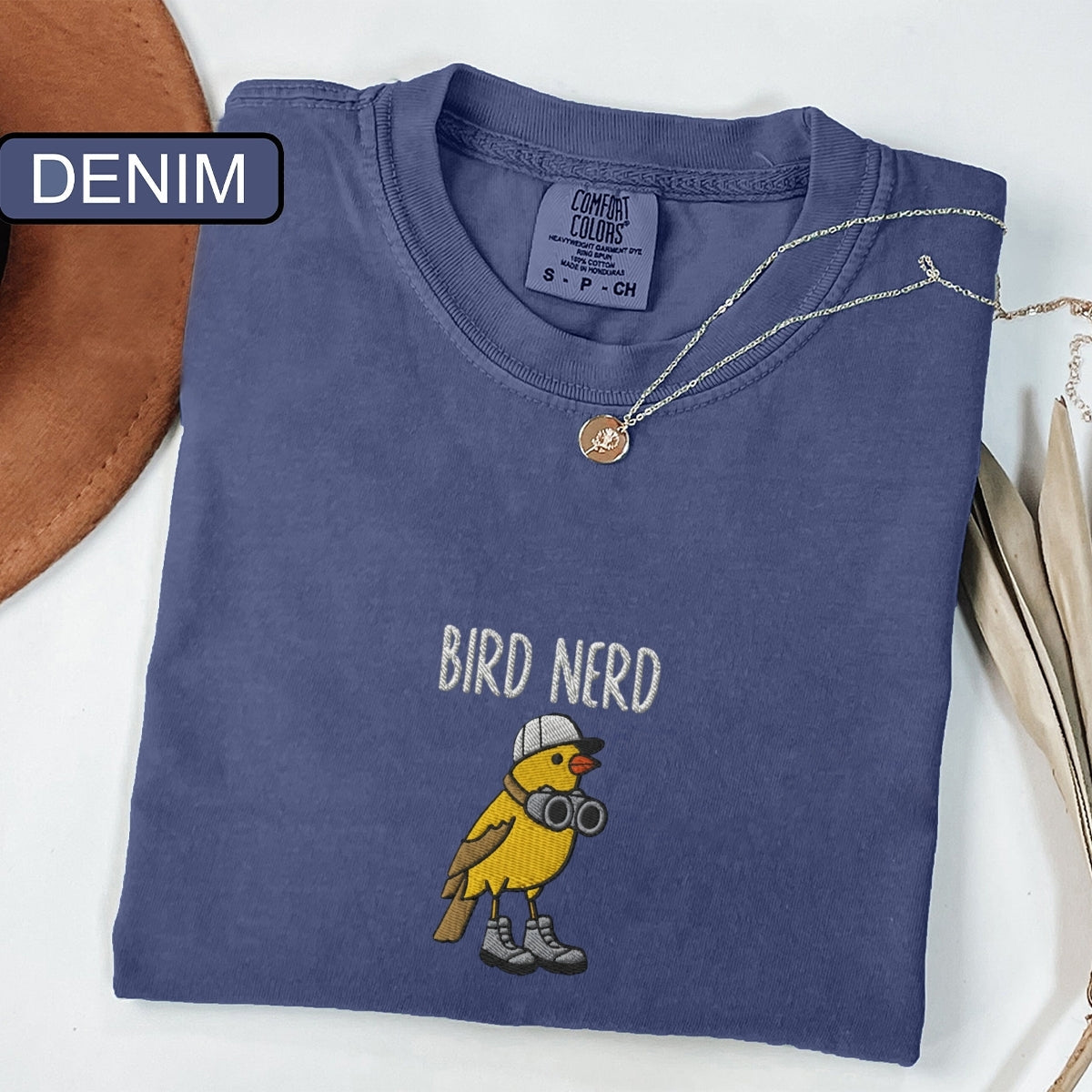 Bird Nerd Custom Embroidered T-Shirt - Cute Bird Watcher Gift for Nature Lovers