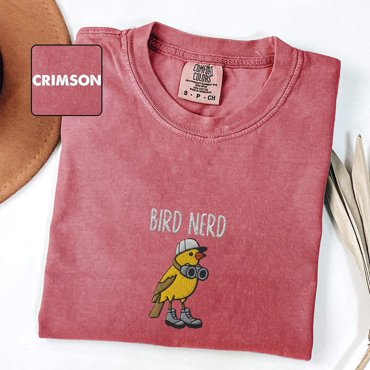 Bird Nerd Custom Embroidered T-Shirt - Cute Bird Watcher Gift for Nature Lovers