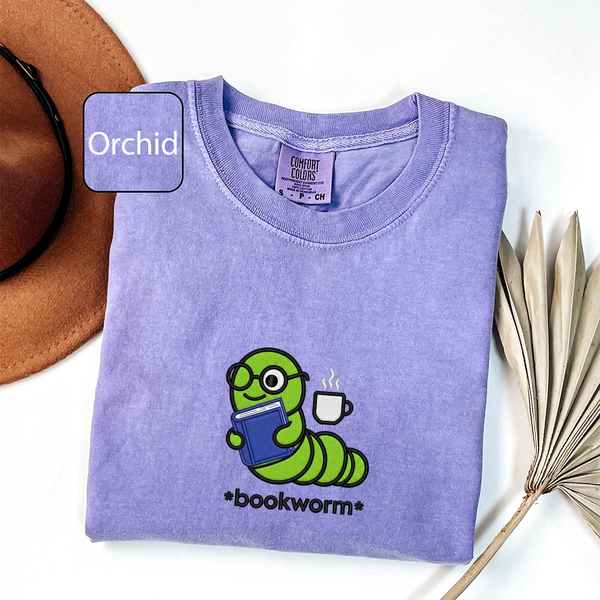 Book Worm Custom Embroidered T-Shirt - Cute Reader Gift for Book Lovers
