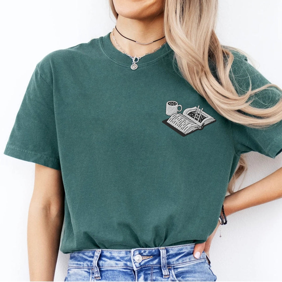 Bookworm Custom Embroidered T-Shirt - Cozy Book Lover Gift, Bookish Outfit