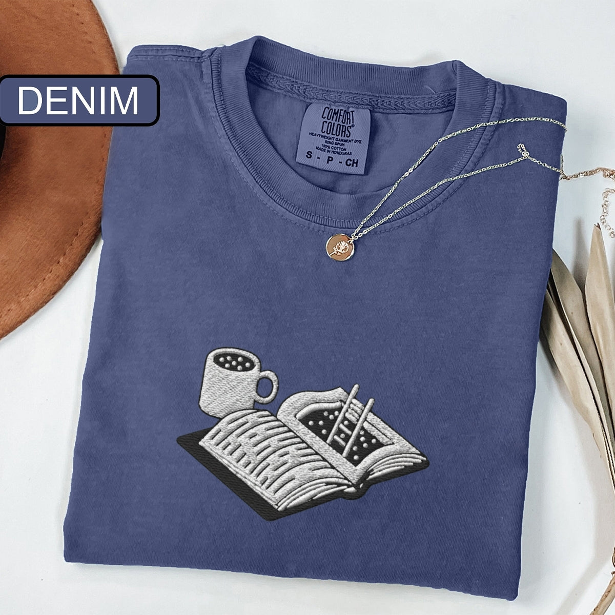 Bookworm Custom Embroidered T-Shirt - Cozy Book Lover Gift, Bookish Outfit