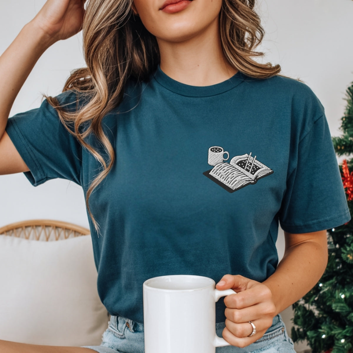 Bookworm Custom Embroidered T-Shirt - Cozy Book Lover Gift, Bookish Outfit