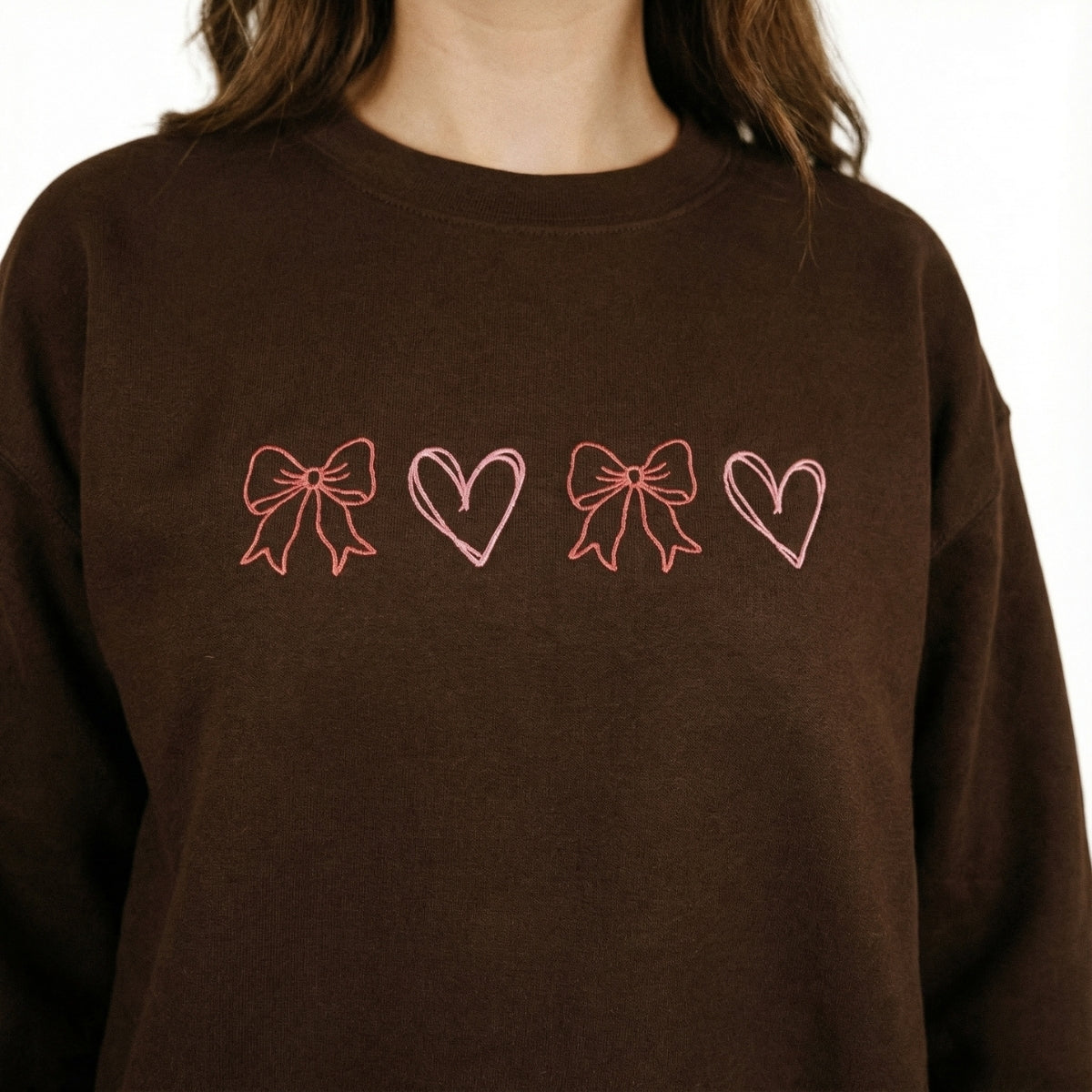 Bows and Hearts Custom Embroidered Sweatshirt - Personalized Valentine's Day Gift