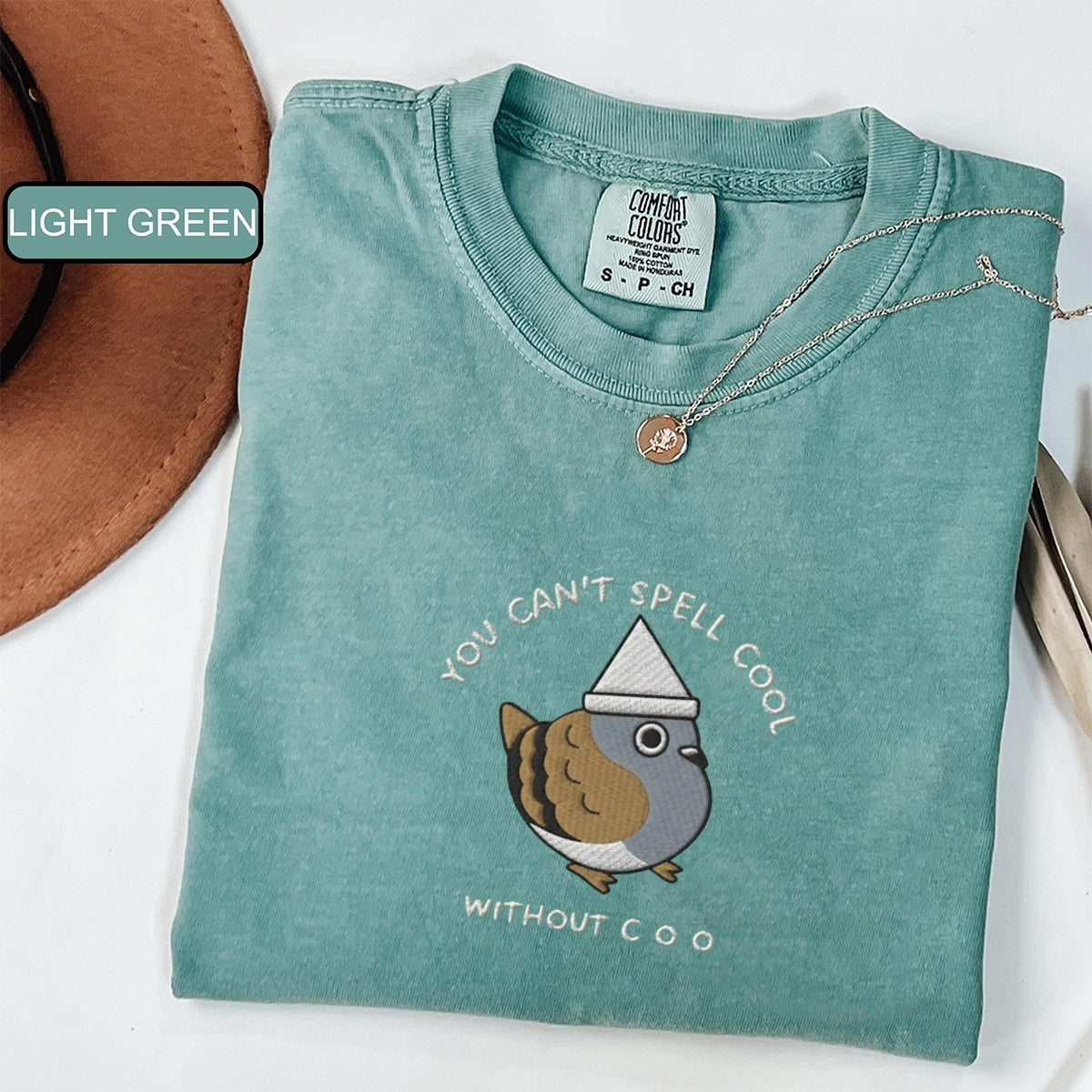 Can't Spell Cool Without COO Custom Embroidered T-Shirt - Funny Pigeon Gift