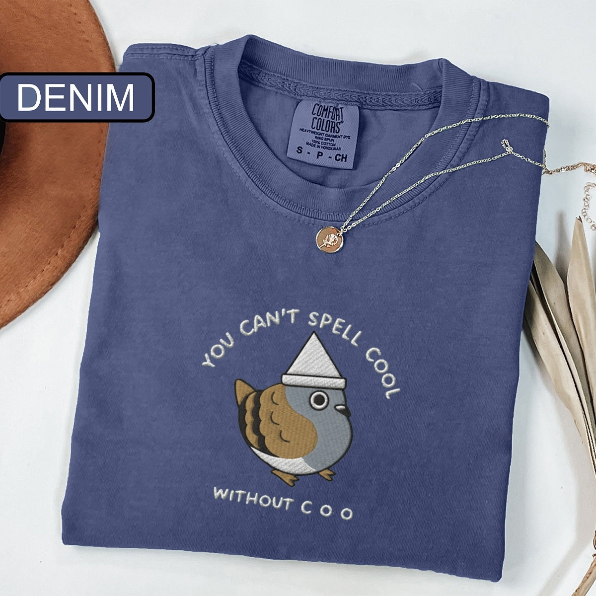 Can't Spell Cool Without COO Custom Embroidered T-Shirt - Funny Pigeon Gift