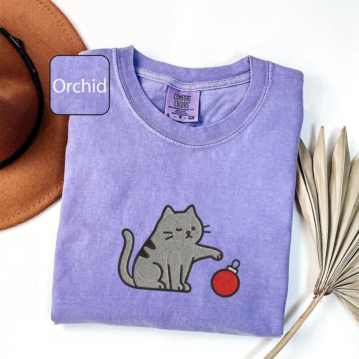 Chaotic Christmas Cat Custom Embroidered T-Shirt - Funny Holiday Gift Tee