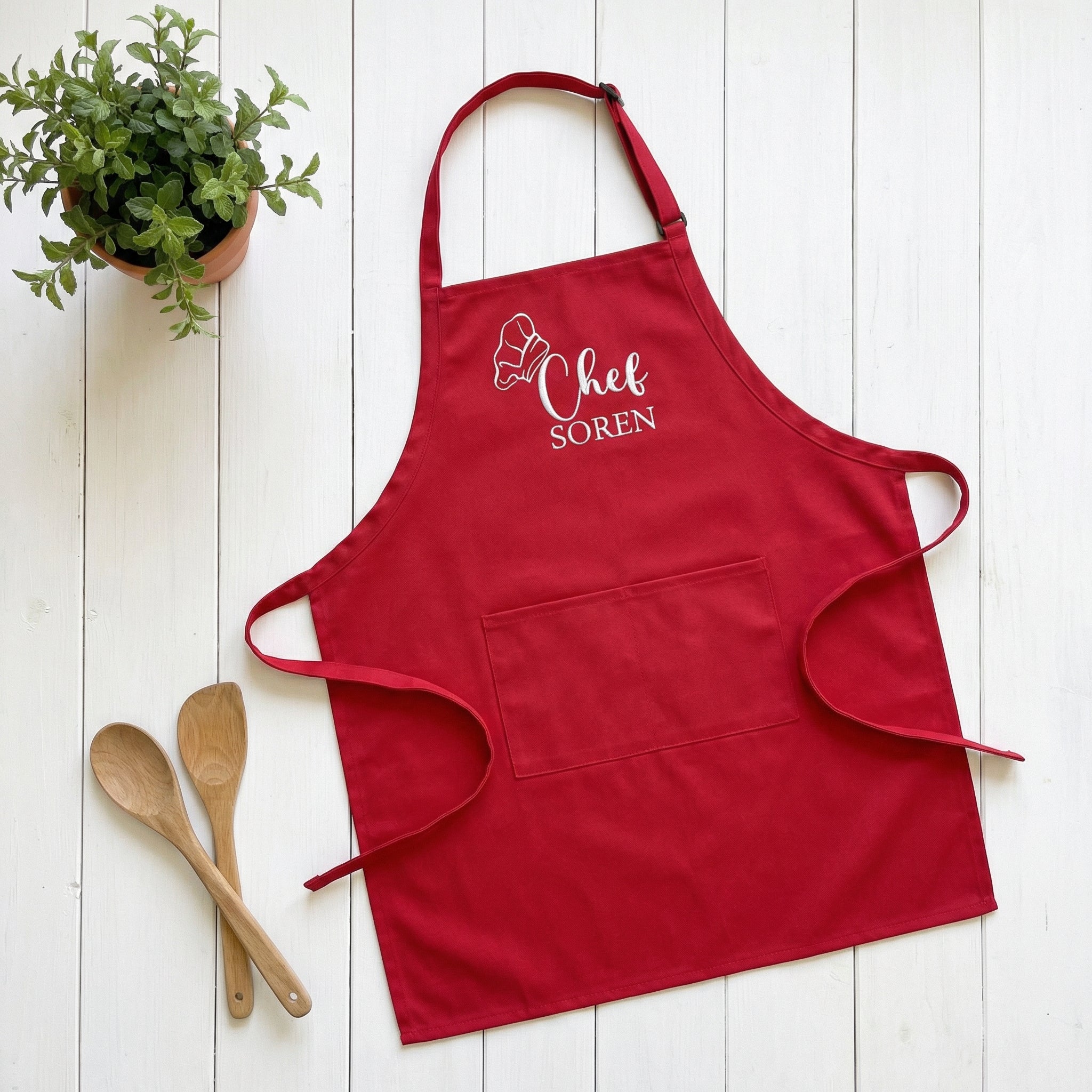 Chef Apron Custom Embroidered with Name - Personalized Kitchen Gift